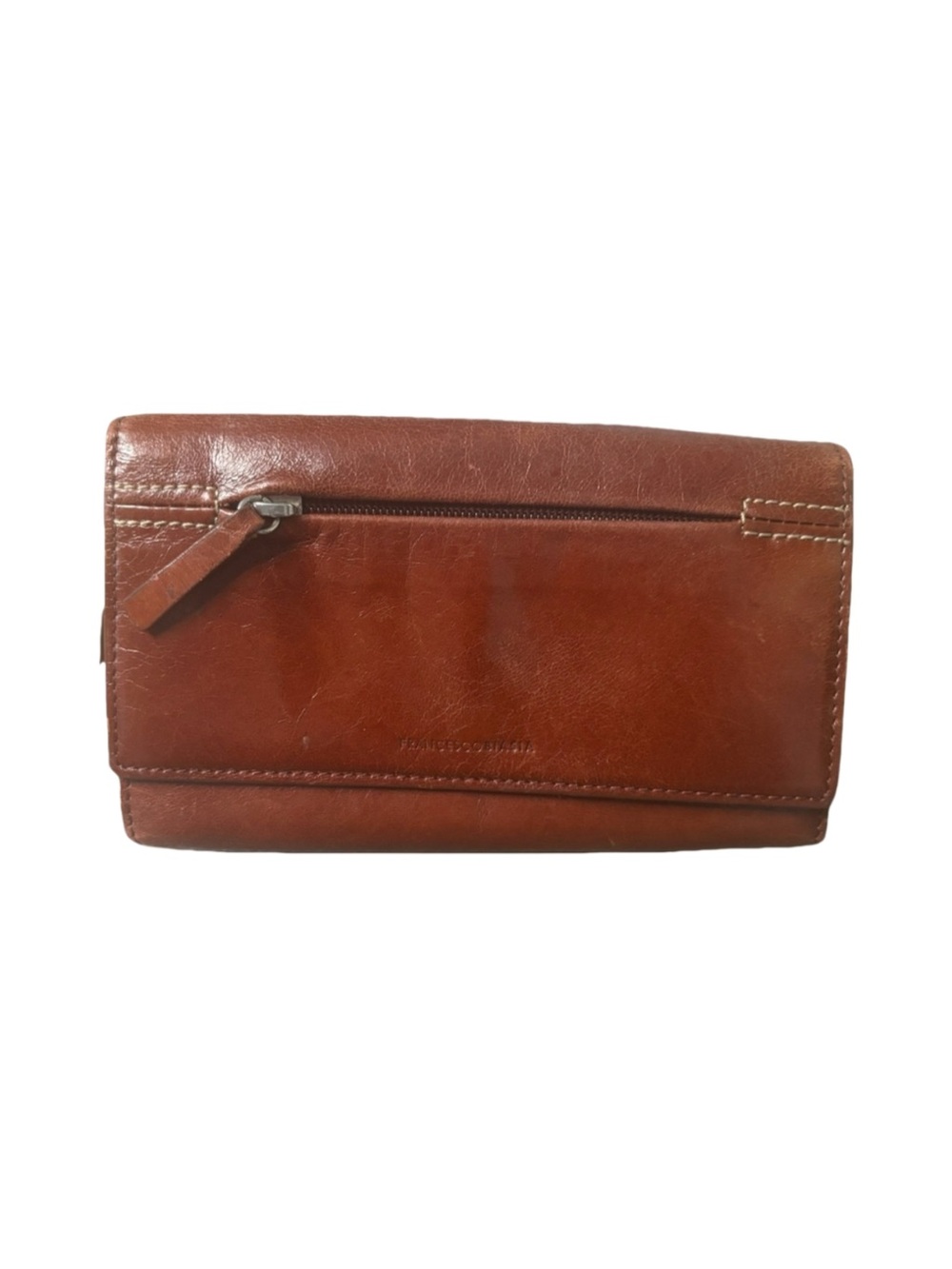 Francesco Biasia Cognac Brown  Leather Wallet Multiple Storage Sections